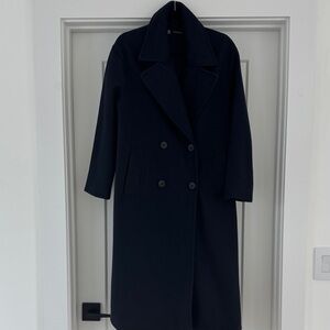 Zara Classic Navy Double Breasted Coat